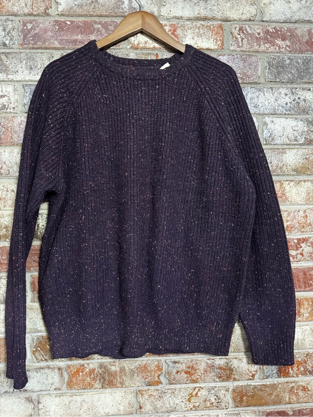 Weatherproof Vintage style Men's Dark Eggplant Speckled Crewneck Sweater